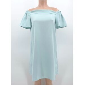Topshop Mint Blue Off-The-Shoulder Shift Dress Size 8